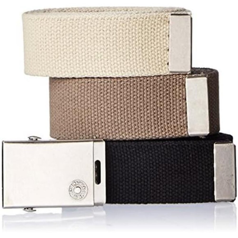 Unisex-Adult Casual Cut-To-Fit Web Belt Sets -3 Pack Straps with Buckle